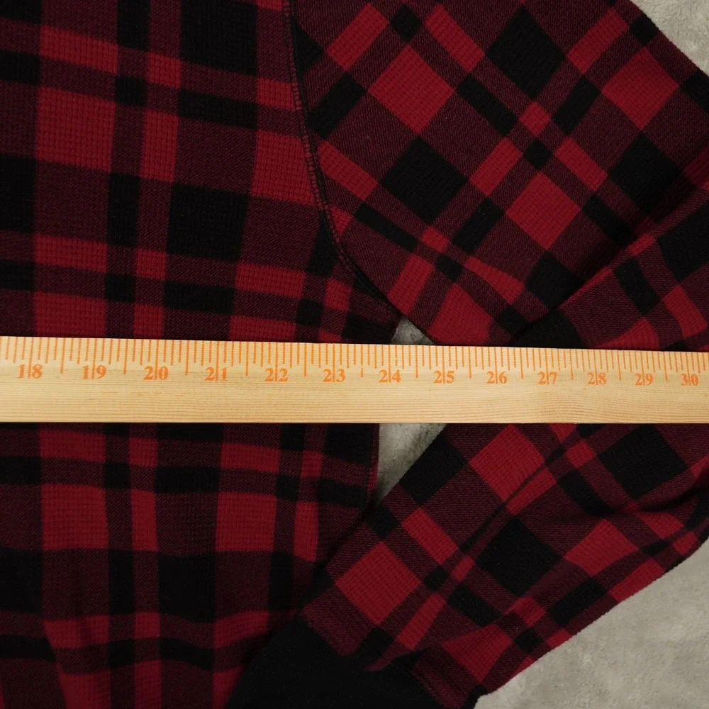 Polo Ralph Lauren Thermal Waffle Knit Shirt Men's‎ 2XL Red Black Plaid Lounge
